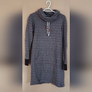 Twik Simons Sweater Dress Sz S Kangaroo Pocket Cowl Neckline With Drawstrings